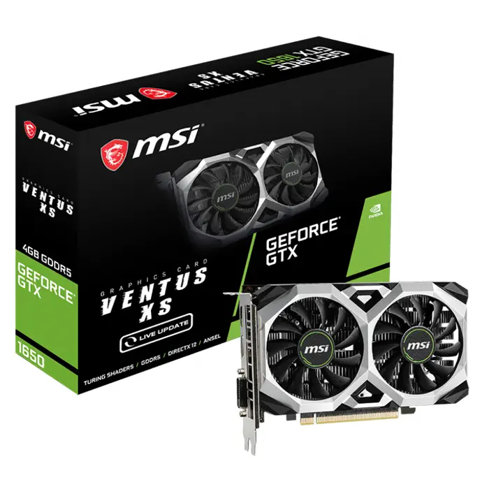 MSI GeForce GTX 1650 VENTUS XS 4G 4GB GDDR5 128Bit DX12 Gaming (Oyuncu) Ekran Kartı