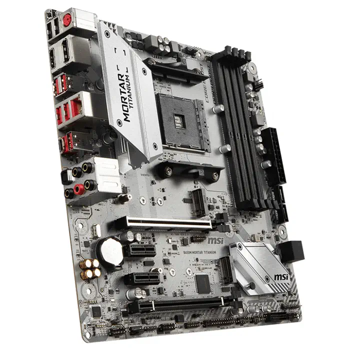 MSI B450M Mortar Titanium AMD B450 Soket AM4 DDR4 3466(OC)MHz mATX Gaming (Oyuncu) Anakart