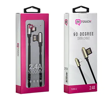 Intouch 90 Derece Type-C Data ve Şarj Kablosu 1M Gümüş