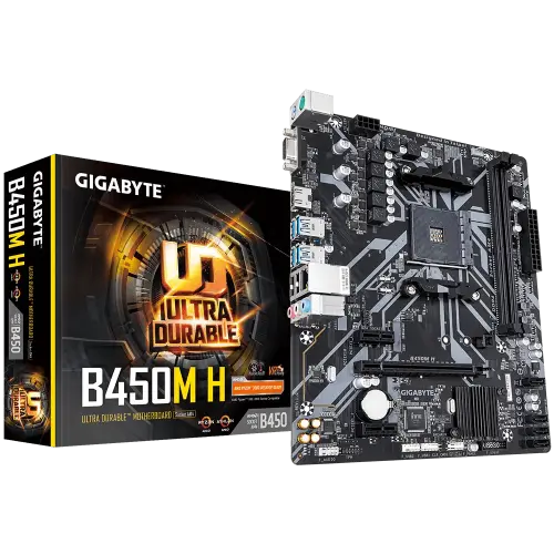 Gigabyte B450M H AMD B450 Soket AM4 DDR4 3600(OC)MHz mATX Gaming (Oyuncu) Anakart