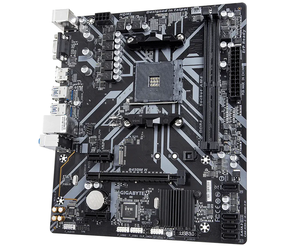 Gigabyte B450M H AMD B450 Soket AM4 DDR4 3600(OC)MHz mATX Gaming (Oyuncu) Anakart