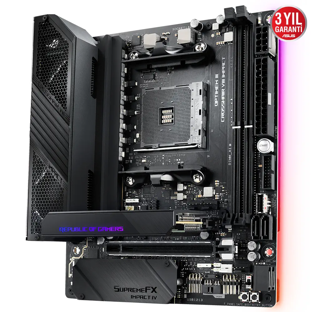 Asus ROG Crosshair VIII Impact AMD X570 Soket AM4 DDR4 4800(OC)MHz Mini-DTX Gaming (Oyuncu) Anakart