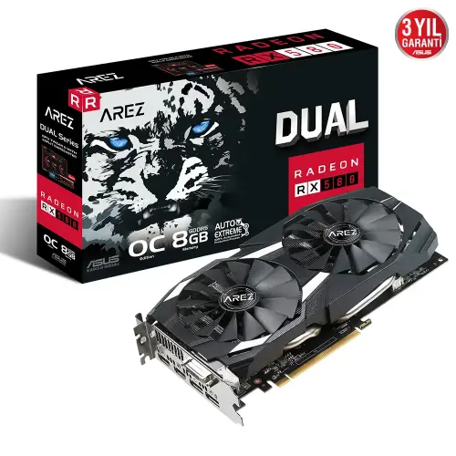 Asus AREZ-DUAL-RX580-O8G AMD Radeon RX 580 8GB GDDR5 256Bit DX12 Gaming (Oyuncu) Ekran Kartı