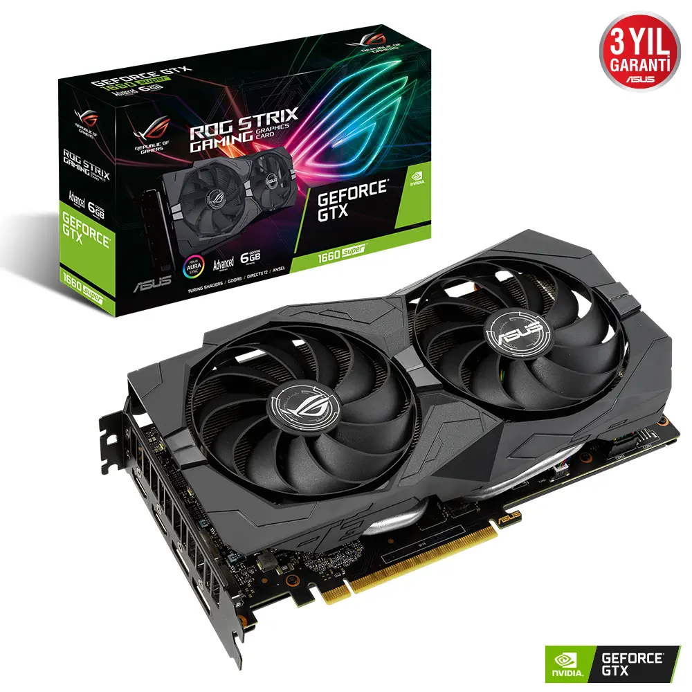 Asus ROG-STRIX-GTX1660S-A6G-GAMING GeForce GTX 1660 Super 6GB GDDR6 192Bit DX12 Gaming (Oyuncu) Ekran Kartı