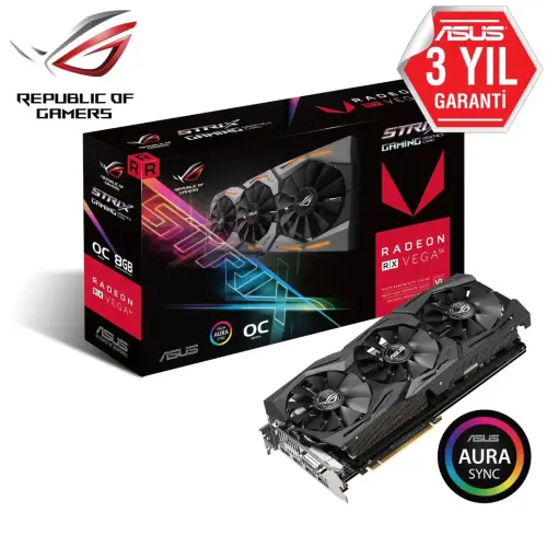 Asus ROG-STRIX-RXVEGA56-O8G-GAMING AMD Radeon RX VEGA 8GB HBM2 2048Bit Gaming (Oyuncu) Ekran Kartı 