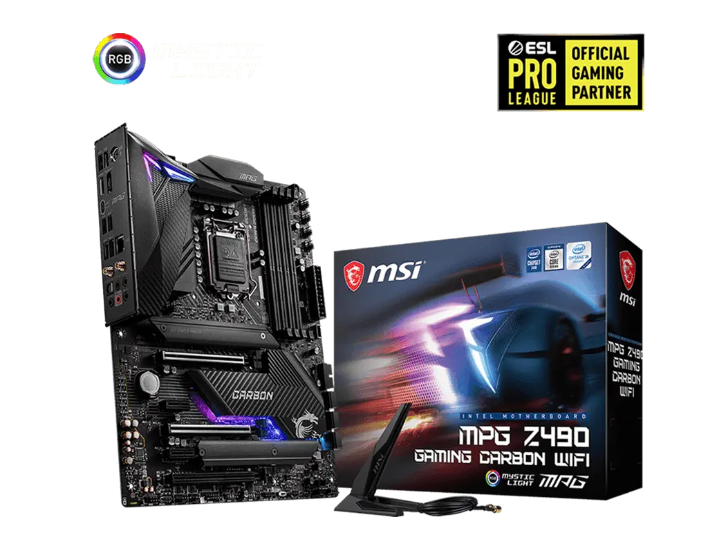 MSI MPG Z490 GAMING CARBON WIFI Intel Z490 Soket 1200 DDR4 4800(OC)MHz ATX Gaming (Oyuncu) Anakart