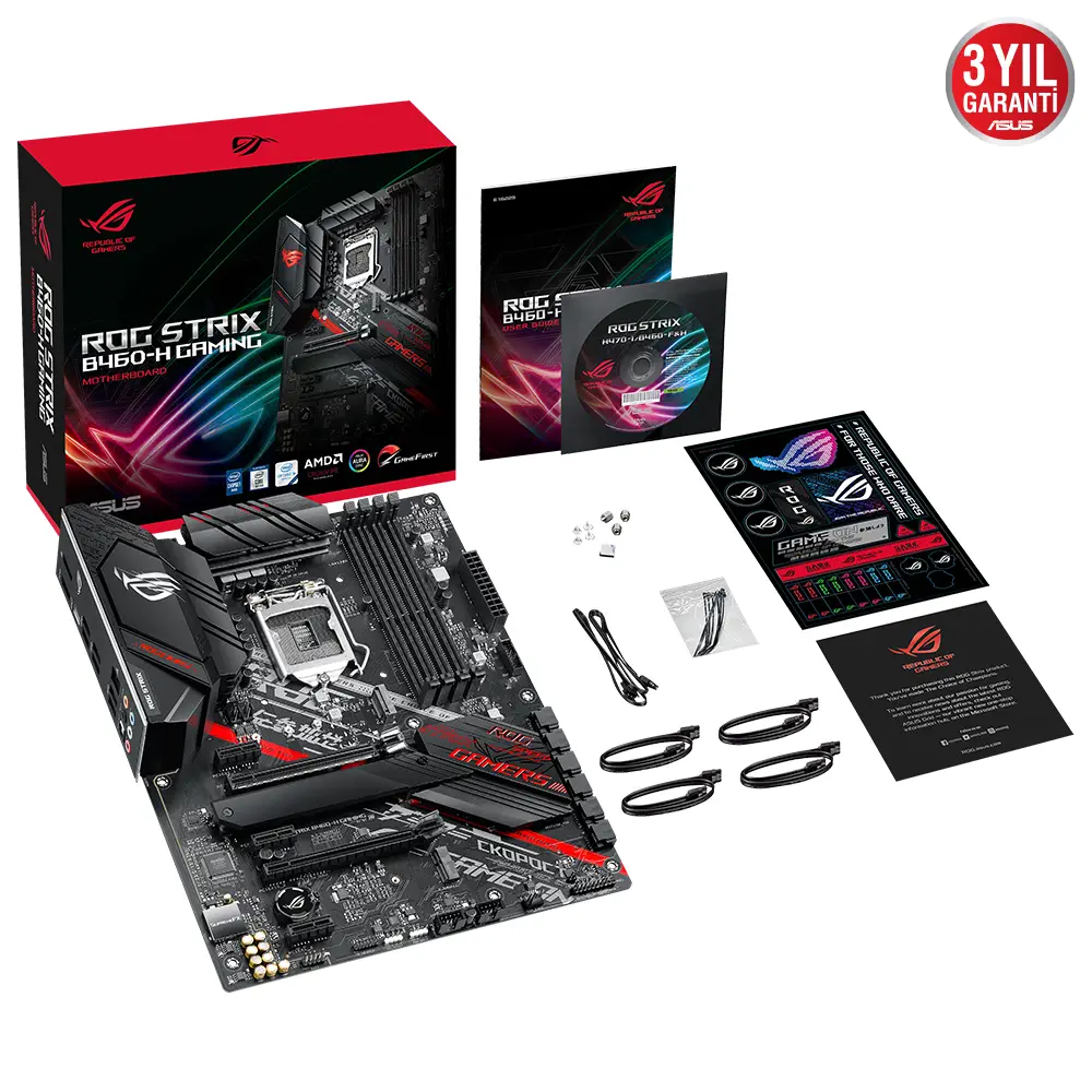 Asus ROG STRIX B460-H GAMING Intel B460 Soket 1200 DDR4 2933MHz ATX Gaming (Oyuncu) Anakart