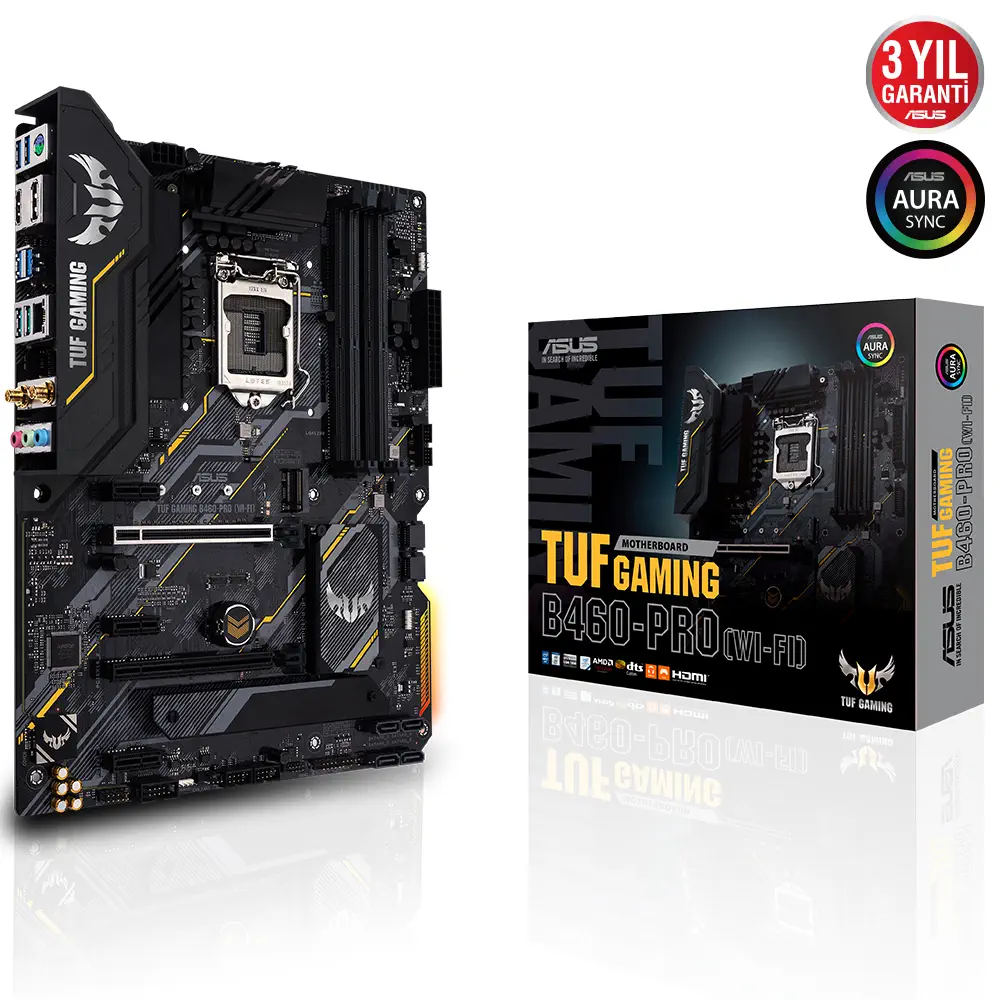 Asus TUF GAMING B460-PRO (WI-FI) Intel B460 Soket 1200 DDR4 2933MHz ATX Gaming (Oyuncu) Anakart