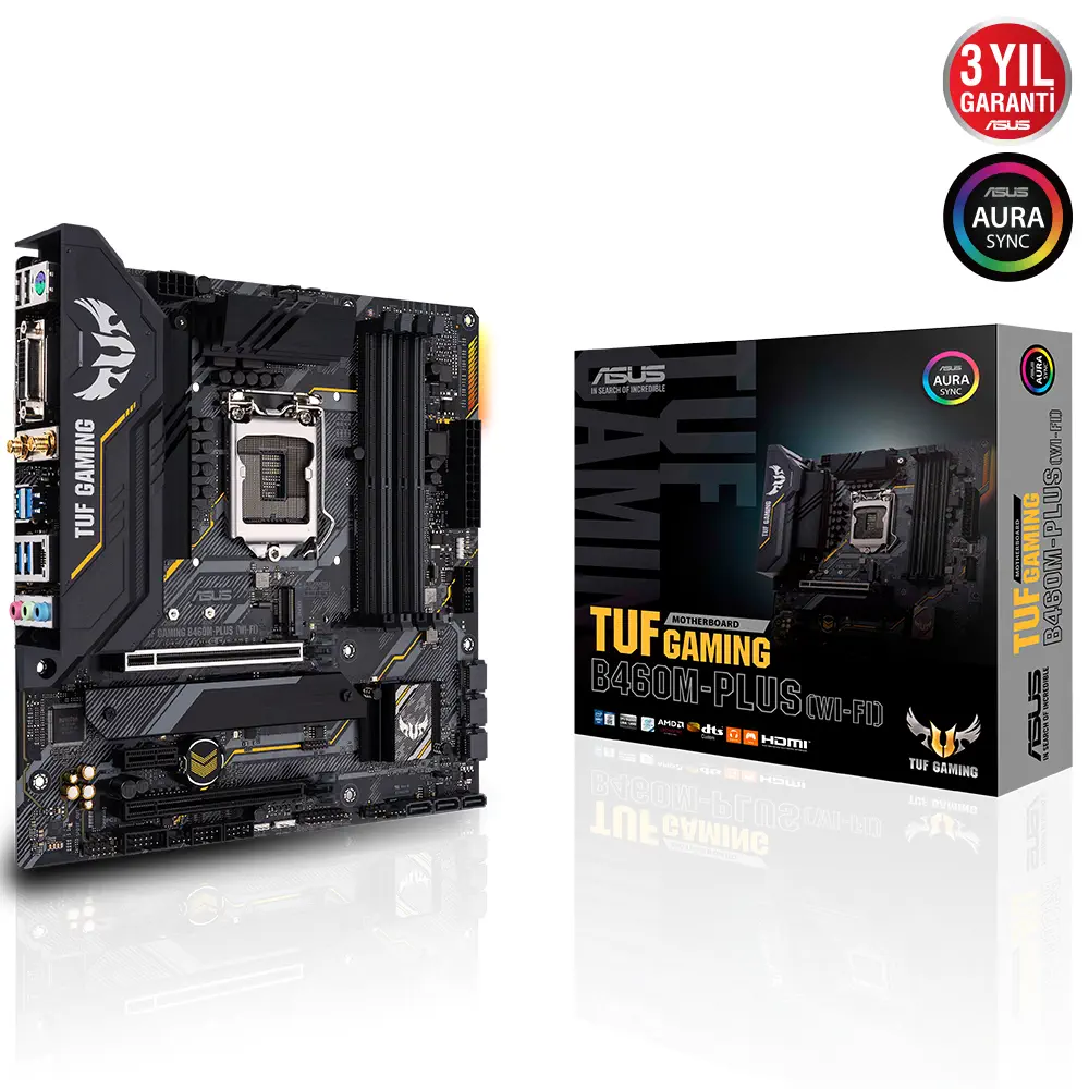 Asus TUF GAMING B460M-PLUS (WI-FI) Intel B460 Soket 1200 DDR4 2933MHz mATX Gaming (Oyuncu) Anakart