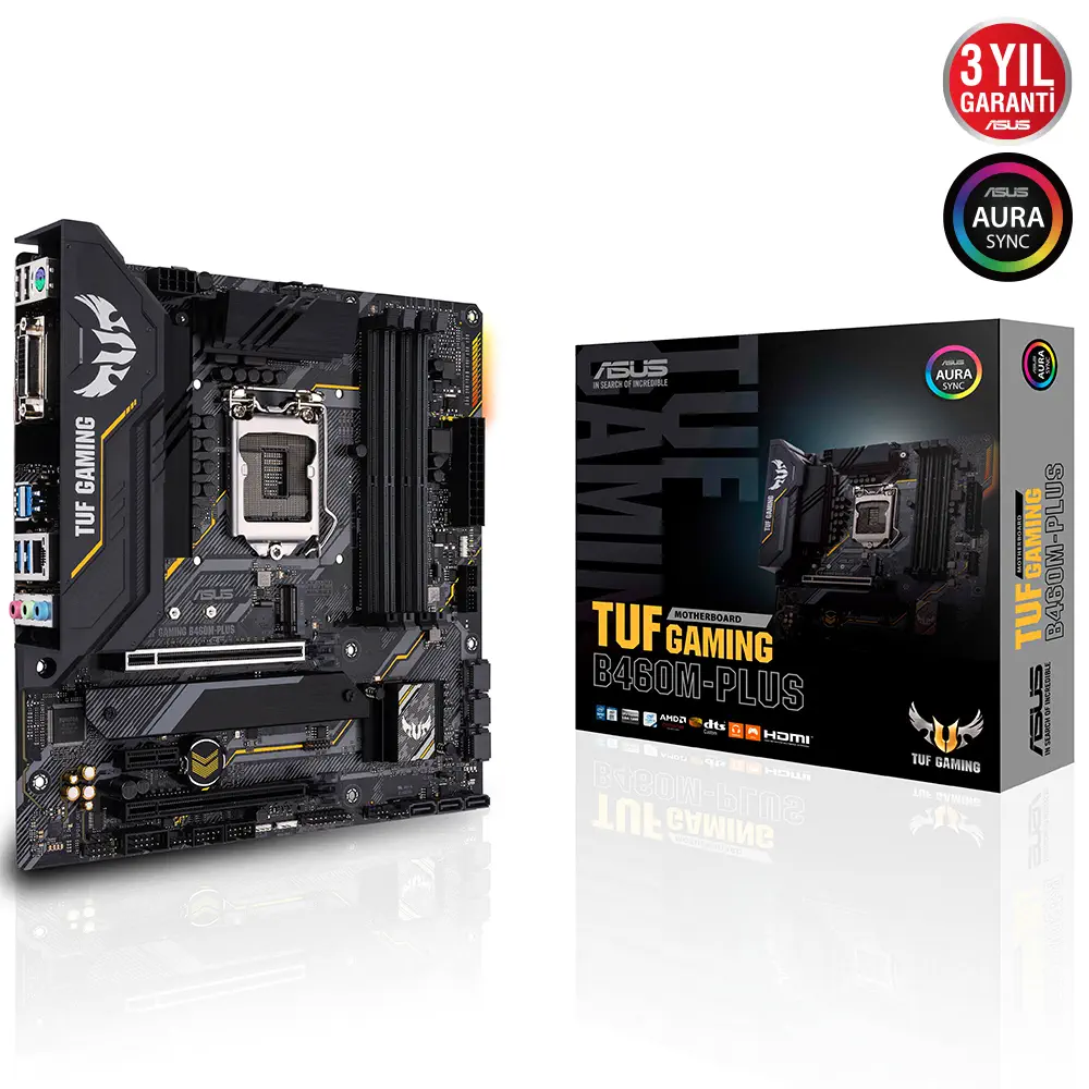 Asus TUF GAMING B460M-PLUS Intel B460 Soket 1200 DDR4 2933MHz mATX Gaming (Oyuncu) Anakart