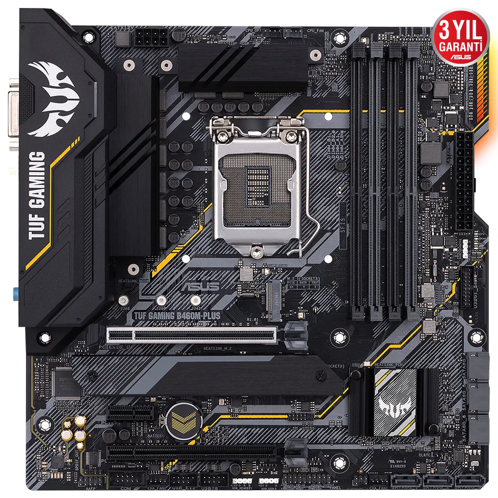 Asus TUF GAMING B460M-PLUS Intel B460 Soket 1200 DDR4 2933MHz mATX Gaming (Oyuncu) Anakart