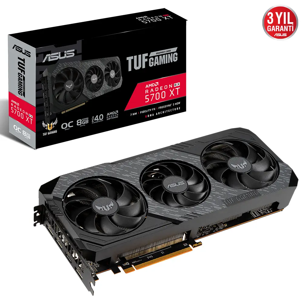Asus TUF 3-RX5700XT-O8G-EVO-GAMING AMD Radeon RX 5700 XT 8GB GDDR6 256Bit Gaming (Oyuncu) Ekran Kartı