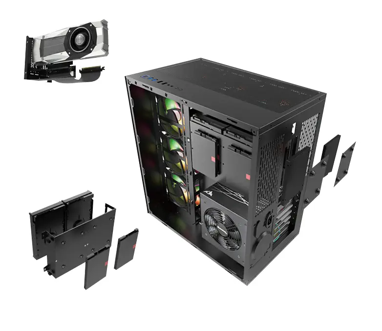 GamePower WARCRY ATX 6*ARGB Sessiz Fan 650W 80+ Bronz Dahili PSU`lu Temper Cam Gaming RGB Kontrolcüsü ve Uzaktan Kumanda Kasa