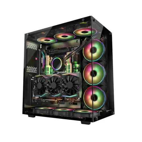 GamePower WARCRY  ATX 6*ARGB Sessiz Fan 650W 80+ Bronz Dahili PSU`lu Temper Cam Gaming RGB Kontrolcüsü ve Uzaktan Kumanda Kasa 