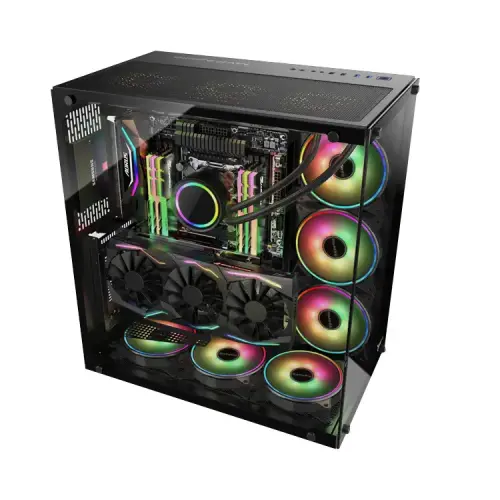 GamePower WARCRY  ATX 6*ARGB Sessiz Fan 650W 80+ Bronz Dahili PSU`lu Temper Cam Gaming RGB Kontrolcüsü ve Uzaktan Kumanda Kasa 