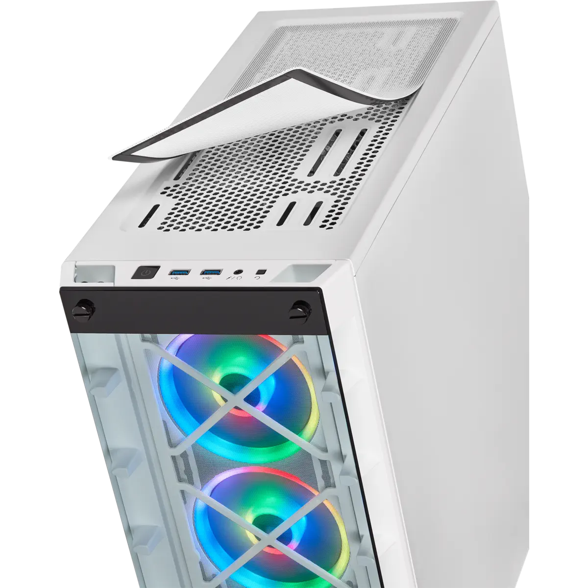 Corsair iCUE 465X RGB CC-9011189-WW USB 3.1 Temperli Cam Beyaz ATX Mid-Tower Gaming (Oyuncu) Kasa