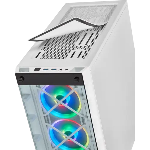 Corsair iCUE 465X RGB CC-9011189-WW USB 3.1 Temperli Cam Beyaz ATX Mid-Tower Gaming (Oyuncu) Kasa