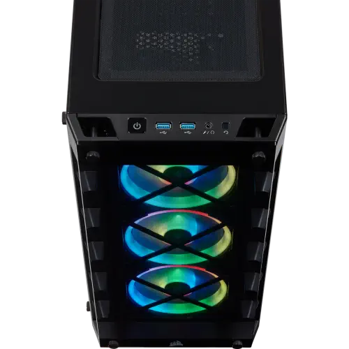 Corsair iCUE 465X RGB CC-9011188-WW USB 3.1 Temperli Cam Siyah ATX Mid-Tower Gaming (Oyuncu) Kasa