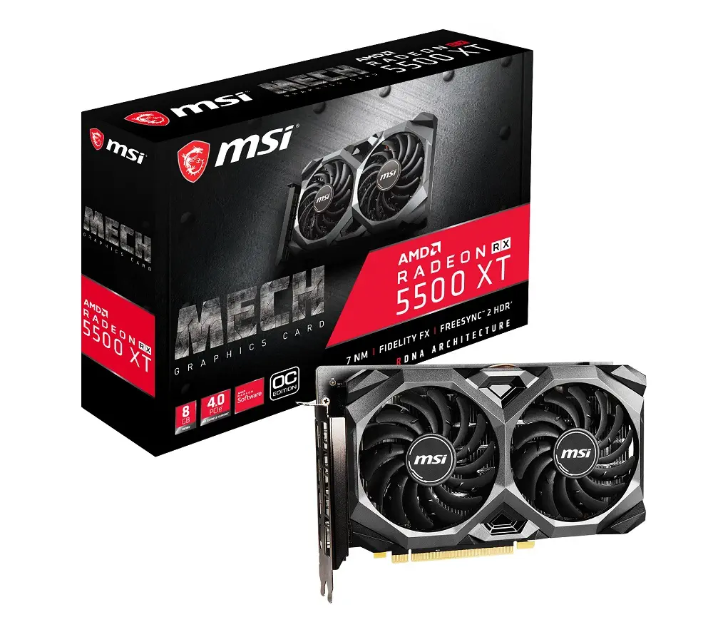 MSI Radeon RX 5500 XT MECH 8G OC 8GB GDDR6 128Bit DX12 Gaming (Oyuncu) Ekran Kartı