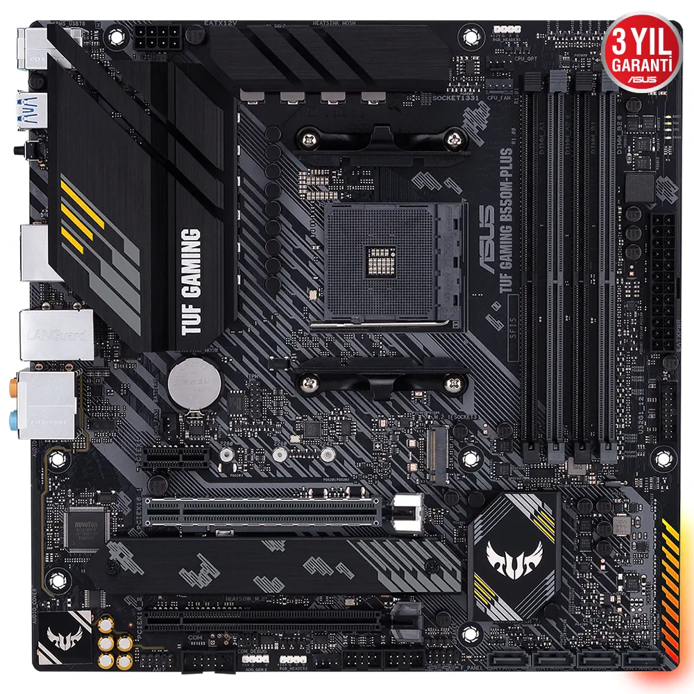 ASUS Tuf Gaming B550M-Plus AMD B550 Soket AM4 DDR4 4600(OC)MHz mATX Gaming (Oyuncu) Anakart