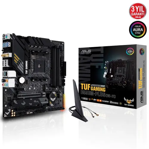 Asus TUF Gaming B550M-Plus (WI-FI) AMD B550 Soket AM4 DDR4 4600(OC)MHz mATX Gaming (Oyuncu) Anakart