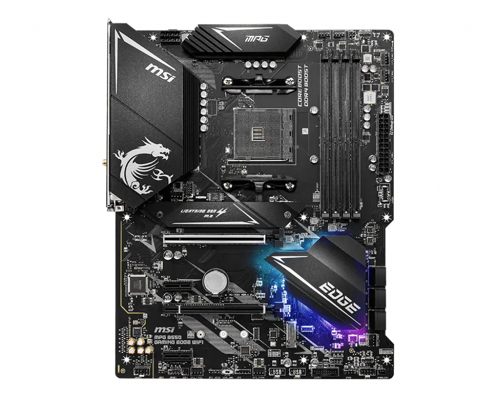 MSI MPG B550 GAMING EDGE WIFI AMD B550 Soket AM4 DDR4 5100(OC)Mhz ATX Gaming (Oyuncu) Anakart