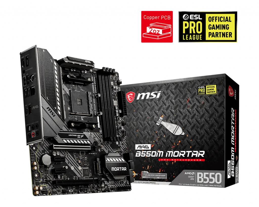 MSI MAG B550M MORTAR AMD B550 Soket AM4 DDR4 4400(OC)Mhz mATX Gaming (Oyuncu) Anakart