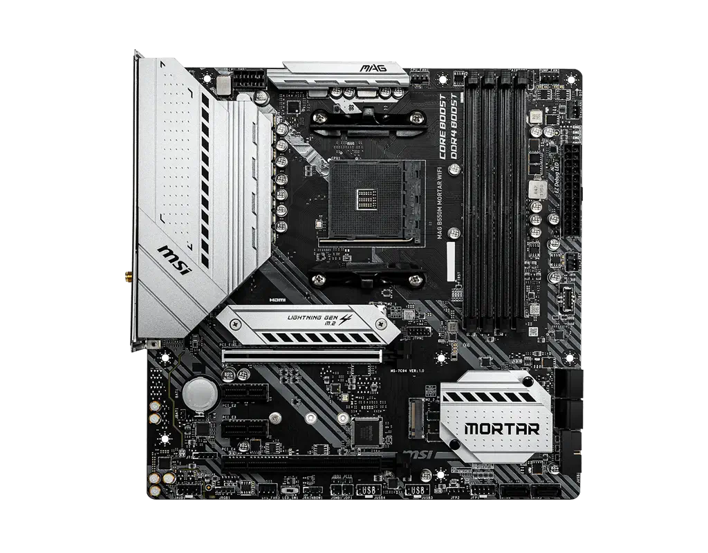 MSI MAG B550M MORTAR WIFI AMD B550 Soket AM4 DDR4 4400(OC)Mhz mATX Gaming (Oyuncu) Anakart