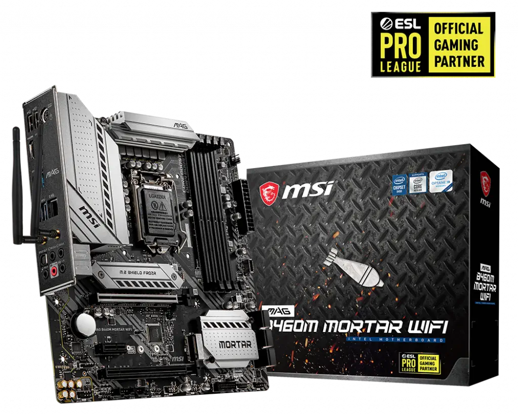 MSI MAG B460M MORTAR WIFI Intel B460 Soket 1200 DDR4 2933MHz mATX Gaming (Oyuncu) Anakart