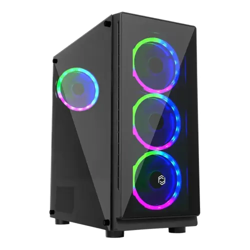 Frisby FC-9280G-4F 600W 4 x Dual Ring Fan Temperli Cam ATX Mid-Tower Gaming (Oyuncu) Kasa