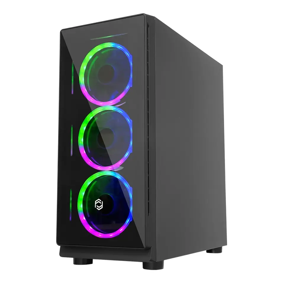 Frisby FC-9280G-4F 600W 4 x Dual Ring Fan Temperli Cam ATX Mid-Tower Gaming (Oyuncu) Kasa