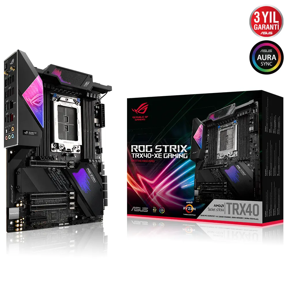 Asus ROG STRIX TRX40-XE GAMING AMD TRX40 Soket sTRX4 DDR4 4666(O.C)Mhz ATX Gaming (Oyuncu) Anakart