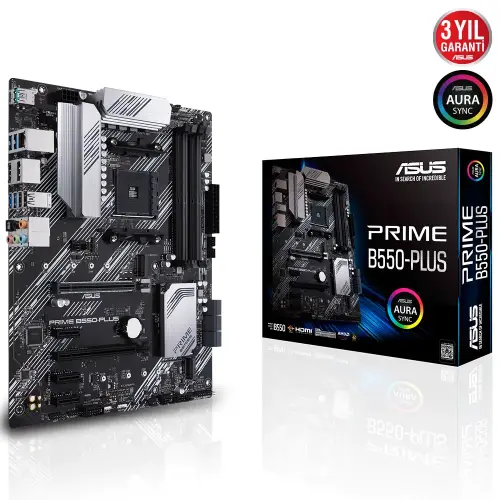 ASUS Prime B550-PLUS AMD B550 Soket AM4 DDR4 4600(OC)Mhz ATX Gaming (Oyuncu) Anakart