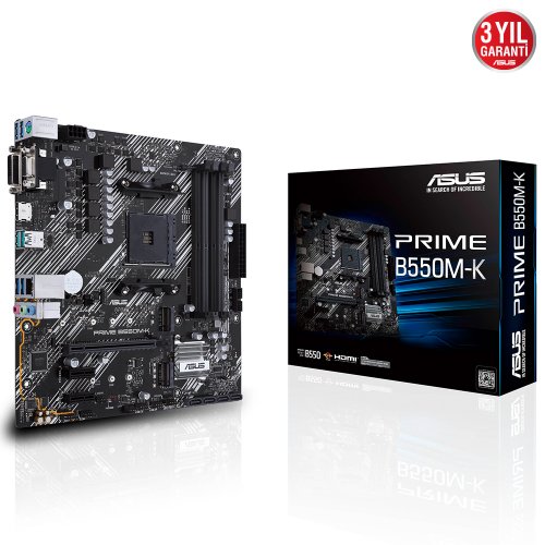 Asus Prime B550M-K AMD B550 Soket AM4 DDR4 4800(OC)Mhz mATX Gaming (Oyuncu) Anakart