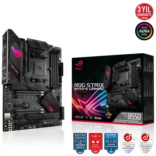 Asus ROG Strix B550-E Gaming AMD B550 Soket AM4 DDR4 4600(OC)MHz ATX Gaming (Oyuncu) Anakart
