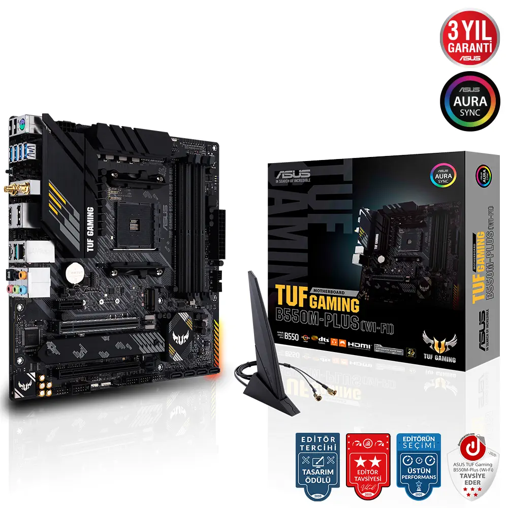 Asus TUF Gaming B550M-Plus (WI-FI) AMD B550 Soket AM4 DDR4 4600(OC)MHz mATX Gaming (Oyuncu) Anakart
