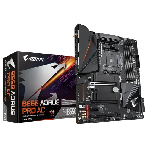 Gigabyte B550 AORUS PRO AC AMD B550 Soket AM4 DDR4 5400(OC)MHz ATX Gaming (Oyuncu) Anakart