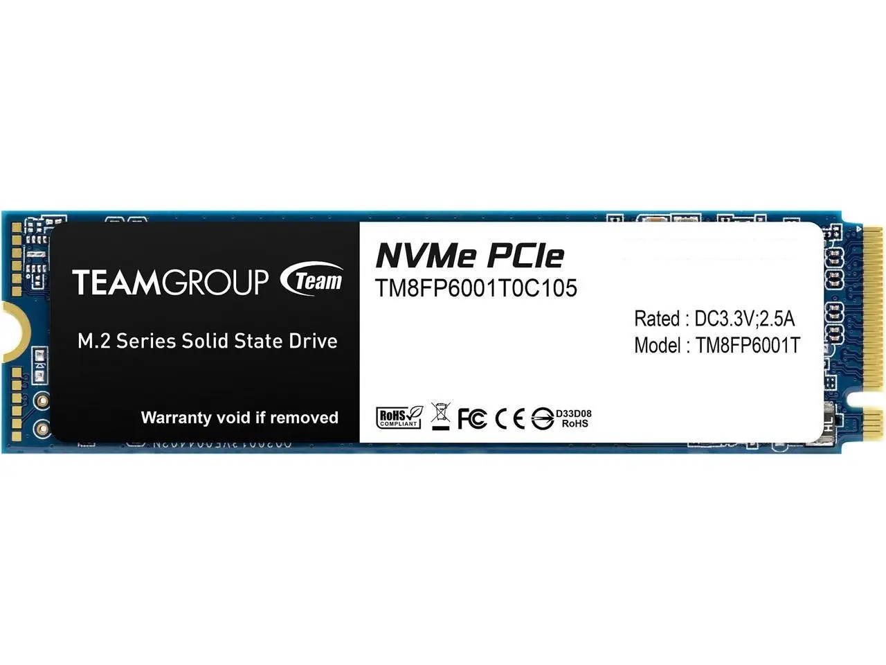 Team MP33 1TB 1800/1500MB/s NVMe PCIe Gen3x4 M.2 SSD Disk (TM8FP6001T0C101)