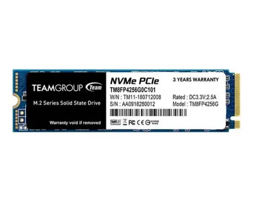 Team MP34 256GB 3400/1100MB/s  NVMe PCIe Gen 3x4 M.2 SSD Disk (TM8FP4256G0C101)