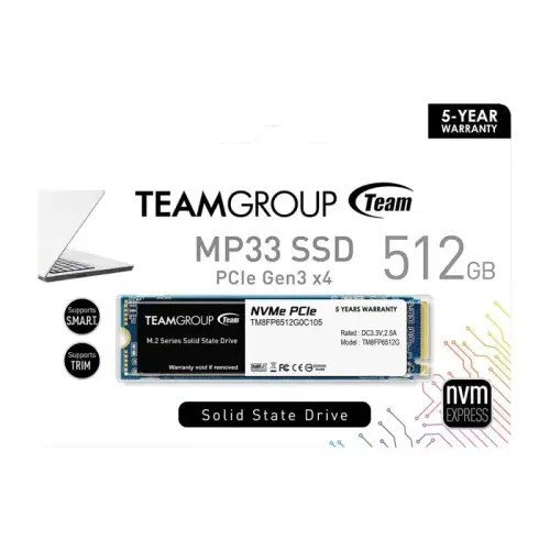 Team MP33 512GB 1700/1400MB/s NVMe PCIe M.2 Gen3x4 SSD Disk (TM8FP6512G0C101)