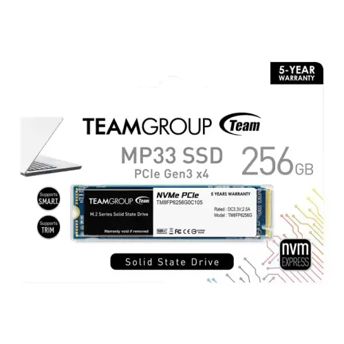 Team MP33 256GB 1600/1000MB/s NVMe PCIe Gen3x4 M.2 SSD Disk (TM8FP6256G0C101)