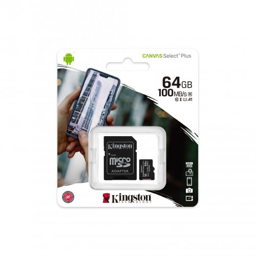 Kingston Canvas Plus 64GB SDCS2/64GB Class 10 100MB/s Okuma Hızlı MicroSD Hafıza Kartı