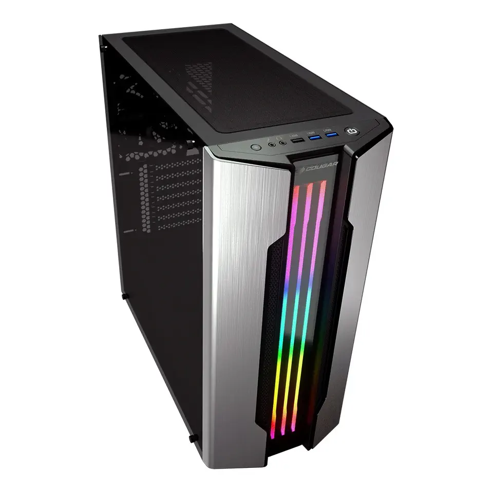 Cougar Gemini S Silver RGB CGR-5BMBS-BLK 600W 80+ Dahili PSU`lu USB 3.0 Temperli Cam E-ATX Mid-Tower Gaming (Oyuncu) Kasa