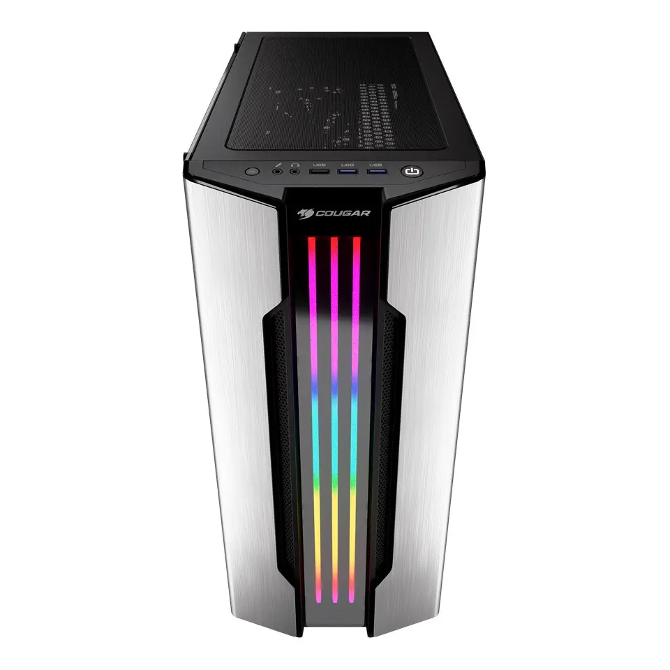 Cougar Gemini S Silver RGB CGR-5BMBS-BLK 600W 80+ Dahili PSU`lu USB 3.0 Temperli Cam E-ATX Mid-Tower Gaming (Oyuncu) Kasa
