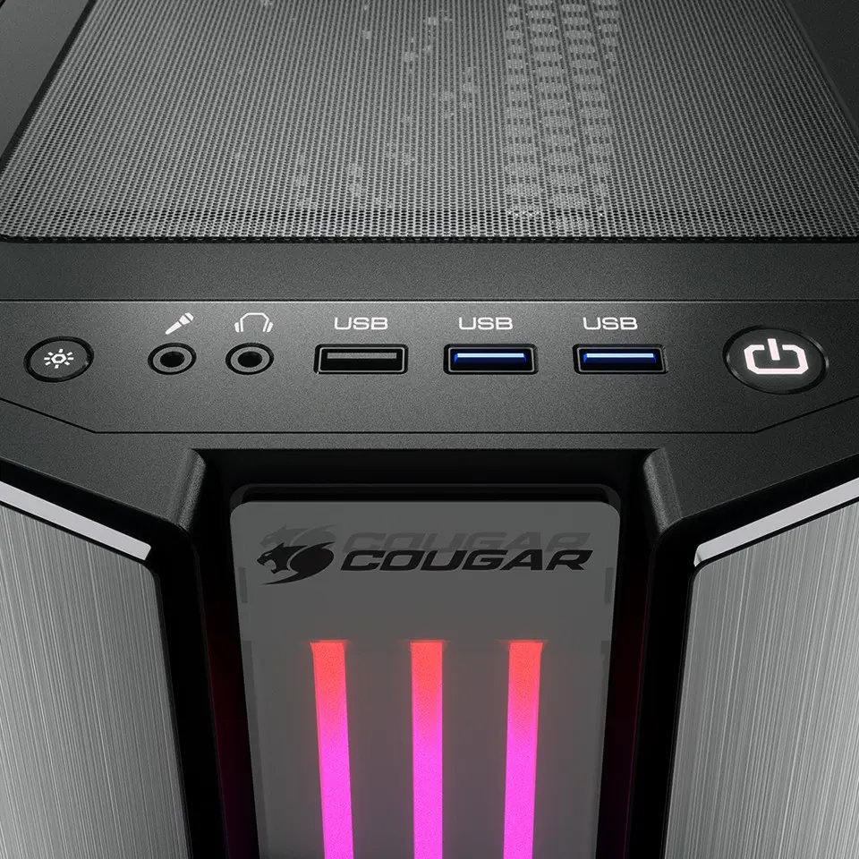 Cougar Gemini S Silver RGB CGR-5BMBS-BLK 600W 80+ Dahili PSU`lu USB 3.0 Temperli Cam E-ATX Mid-Tower Gaming (Oyuncu) Kasa