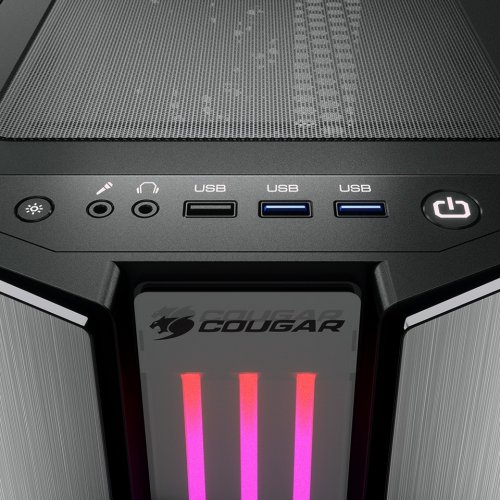 Cougar Gemini S Silver RGB CGR-5BMBS-BLK 600W 80+ Dahili PSU`lu USB 3.0 Temperli Cam E-ATX Mid-Tower Gaming (Oyuncu) Kasa