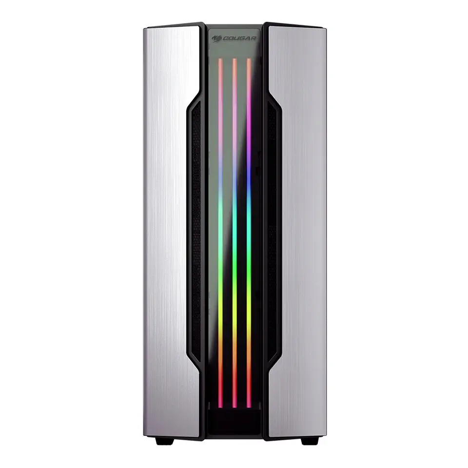 Cougar Gemini S Silver RGB CGR-5BMBS-BLK 600W 80+ Dahili PSU`lu USB 3.0 Temperli Cam E-ATX Mid-Tower Gaming (Oyuncu) Kasa
