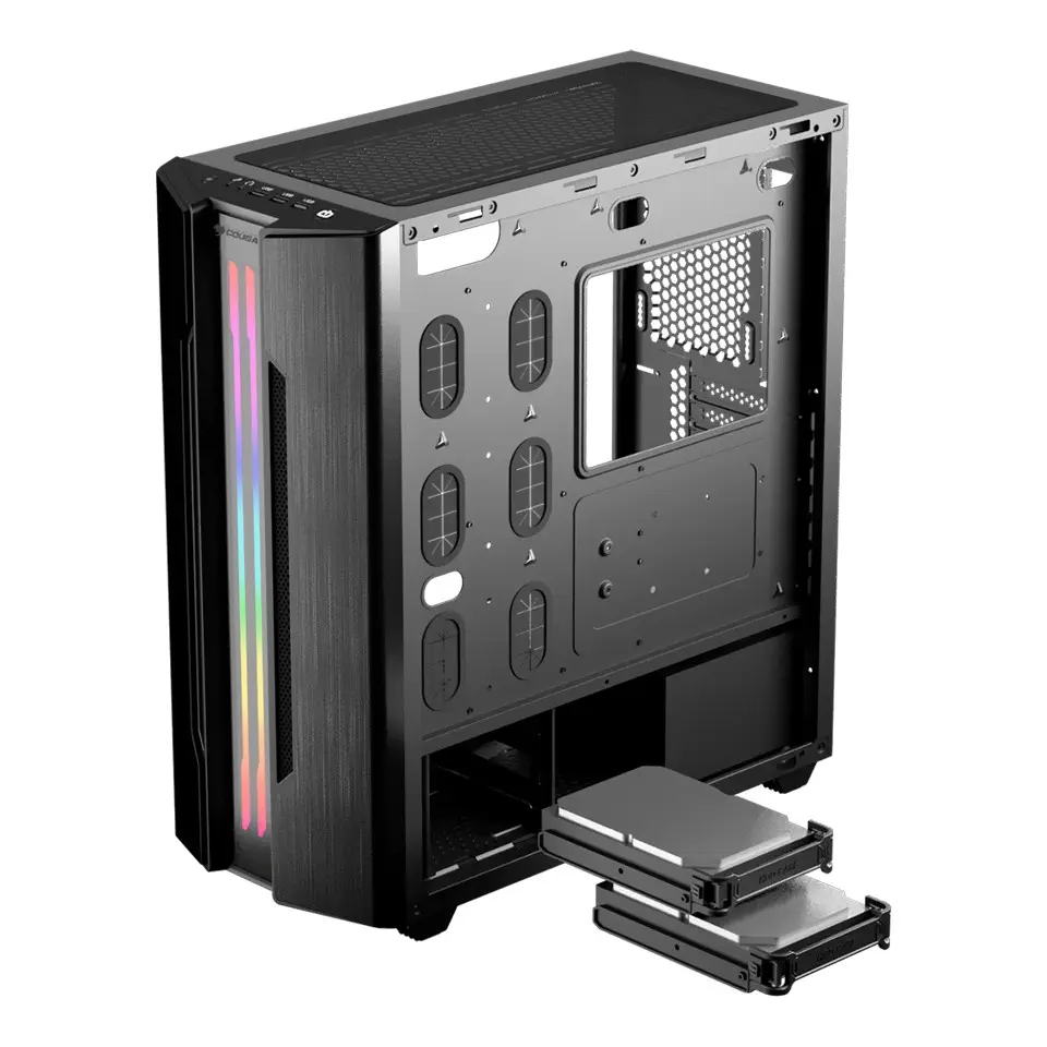 Cougar Gemini S IRON-G RGB CGR-5BMBG-T 600W 80+ Dahili PSU`lu USB 3.0 Temperli Cam E-ATX Mid-Tower Gaming (Oyuncu) Kasa