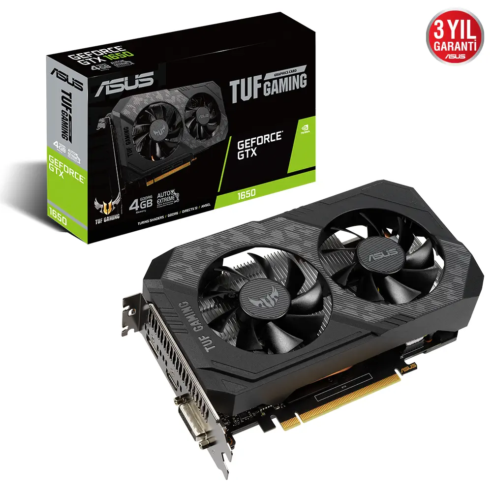 ASUS TUF-GTX1650-4GD6-GAMING GeForce GTX 1650 4GB GDDR6 128Bit DX12 Gaming (Oyuncu) Ekran Kartı