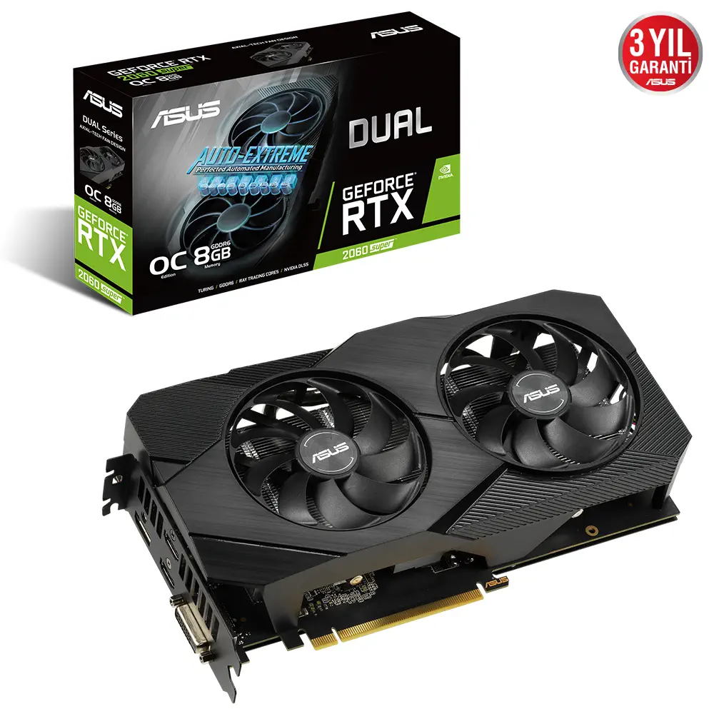 Asus DUAL-RTX2060S-O8G-EVO-V2 GeForce RTX 2060 Super 8GB GDDR6 256Bit DX12 Gaming (Oyuncu) Ekran Kartı